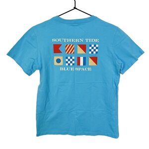 Southern Tide Signal Flags Short Sleeve Graphic Tee Sailing Blue boys XL